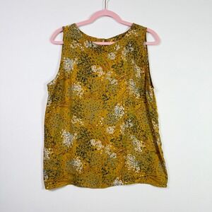 LOFT Mustard Yellow Floral Sleeveless Shell Blouse‎ XLP